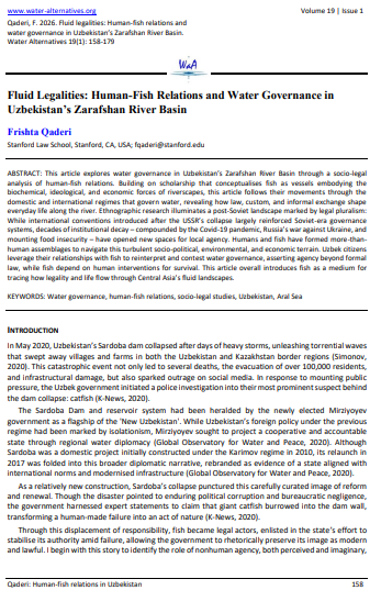 image Légalités fluides : relations homme-poisson et gouvernance de l’eau dans le bassin du fleuve Zarafshan en Ouzbékistan (article en langue anglaise)