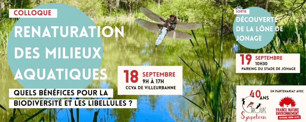 image Colloque 40 ans Sympetrum - Renaturation des milieux aquatiques : quels bénéfices pour la biodiversité et les libellules ?
