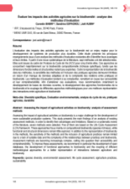 image Évaluer les impacts des activités agricoles sur la biodiversité : analyse des méthodes d'évaluation